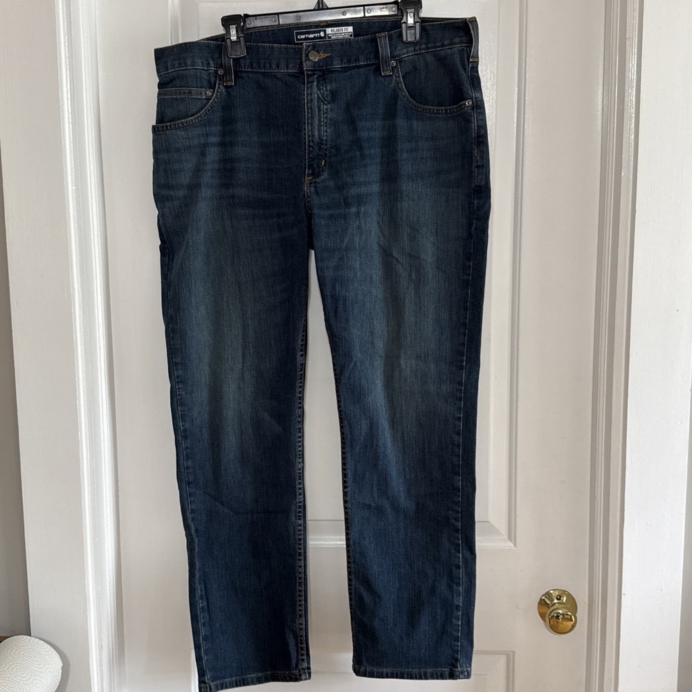 Carhartt Men's 38x30 Dark Blue Rugged Flex Straight Fit Denim Low Rise Jeans